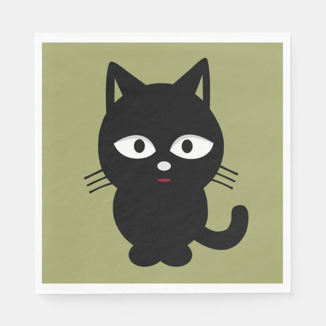 Schwarze Katze Serviette (Vorderseite)