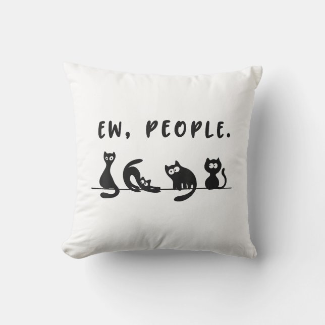 Schwarze Katze Shirt lustige Frauen Neugeborene Ka Kissen (Vorderseite)