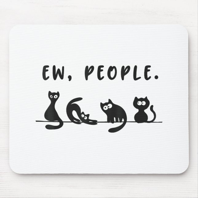 Schwarze Katze Shirt lustige Frauen Neugeborene Ka Mousepad (Vorne)