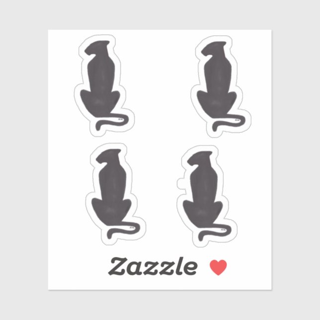 Schwarze Katze Silhouette 4 Kontur kleine Aufklebe Aufkleber (Blatt)