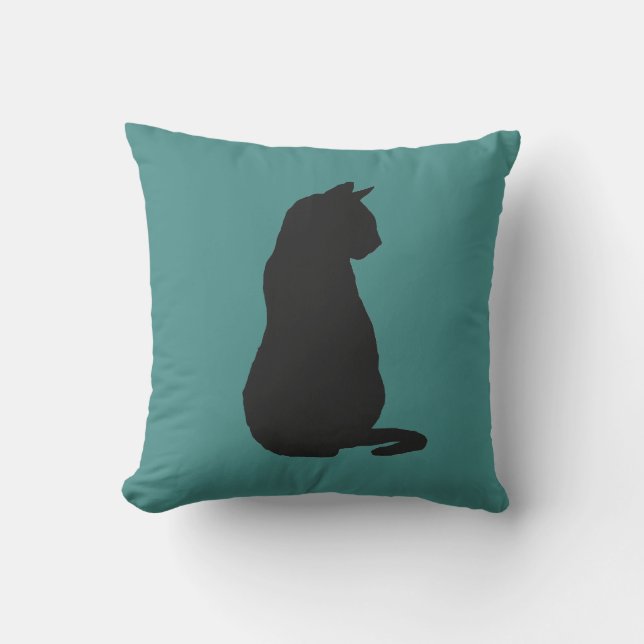 Schwarze Katze Silhouette Katzenkatze Kissen (Vorderseite)
