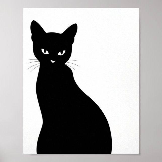 Schwarze Katze Silhouette Wandkunst Poster (Vorne)