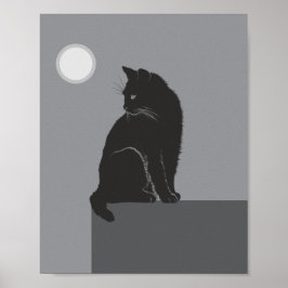 schwarze Katze sitzt auf dem Tisch Poster