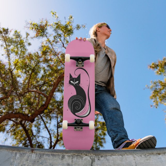 SCHWARZE KATZE SKATEBOARD ROSA DECK (Außenbereich 1)
