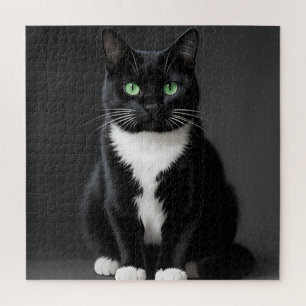 Schwarze Katze Smaragd Augen
