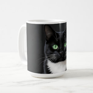 Schwarze Katze Smaragd Augen Kaffeetasse