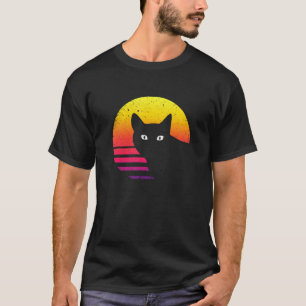 Schwarze Katze Sonnenuntergang Kätzchen Katzenbesi T-Shirt