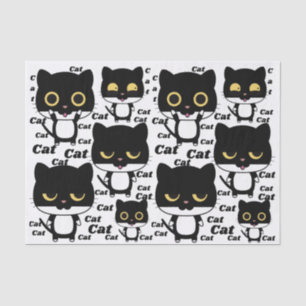 Schwarze Katze Spaß mit großen Augen Seidenpapier