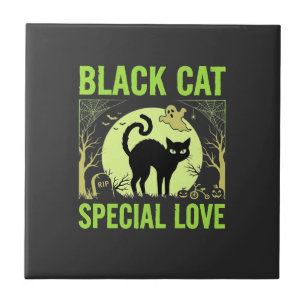 Schwarze Katze Spezielle Liebe Halloween Grafik Fliese