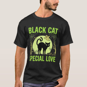 Schwarze Katze Spezielle Liebe Halloween Grafik T-Shirt
