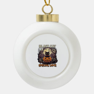 Schwarze Katze Spezielle Liebe Halloween Kürbis Vo Keramik Kugel-Ornament