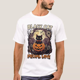 Schwarze Katze Spezielle Liebe Halloween Kürbis Vo T-Shirt