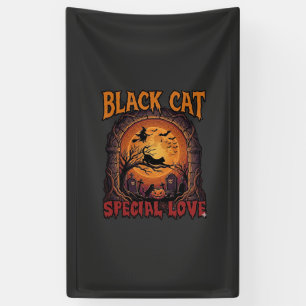 Schwarze Katze Spezielle Liebe Halloween Mond Hexe Banner