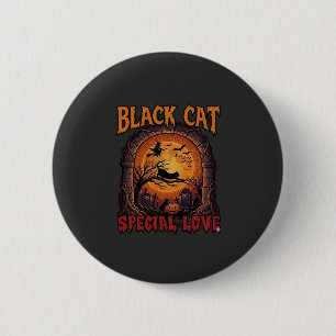 Schwarze Katze Spezielle Liebe Halloween Mond Hexe Button