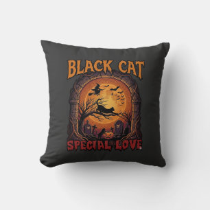 Schwarze Katze Spezielle Liebe Halloween Mond Hexe Kissen
