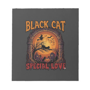 Schwarze Katze Spezielle Liebe Halloween Mond Hexe Notizblock
