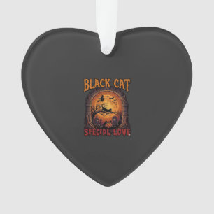 Schwarze Katze Spezielle Liebe Halloween Mond Hexe Ornament