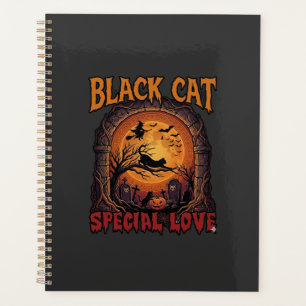 Schwarze Katze Spezielle Liebe Halloween Mond Hexe Planer