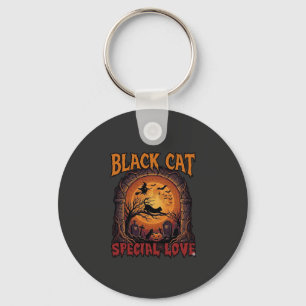 Schwarze Katze Spezielle Liebe Halloween Mond Hexe Schlüsselanhänger