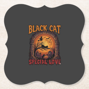 Schwarze Katze Spezielle Liebe Halloween Mond Hexe Untersetzer