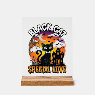 Schwarze Katze Spezielle Liebe Halloween Spukhaus  Acrylschild
