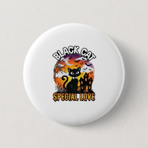 Schwarze Katze Spezielle Liebe Halloween Spukhaus Button