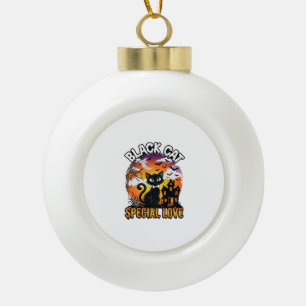 Schwarze Katze Spezielle Liebe Halloween Spukhaus Keramik Kugel-Ornament