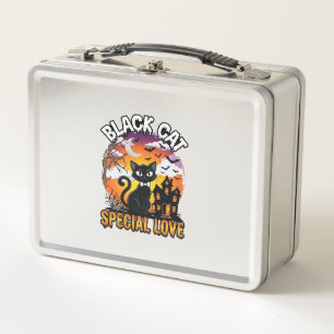Schwarze Katze Spezielle Liebe Halloween Spukhaus  Metall Brotdose