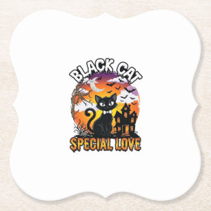Schwarze Katze Spezielle Liebe Halloween Spukhaus  Untersetzer
