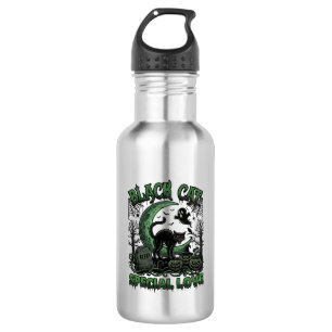 Schwarze Katze Spezielle Liebe Haloween Halbmond G Edelstahlflasche