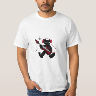 Schwarze Katze spielt E-Gitarre Rockstar-Kitty  T-Shirt