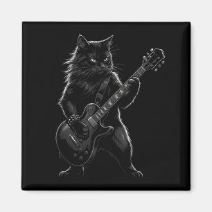 Schwarze Katze spielt elektrische Gitarre Gothic R Magnet