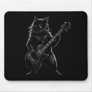 Schwarze Katze spielt elektrische Gitarre Gothic R Mousepad