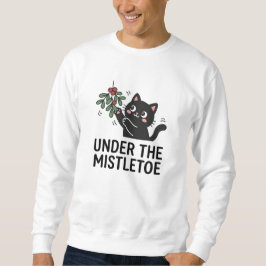 Schwarze Katze spielt Mistelzweig Festliche Cartoo Sweatshirt