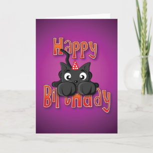 schwarze Katze - Sprung - alles Gute zum Karte