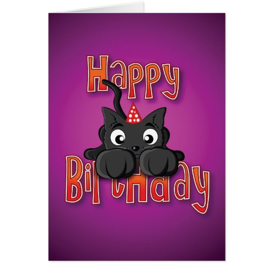 schwarze Katze - Sprung - alles Gute zum Karte