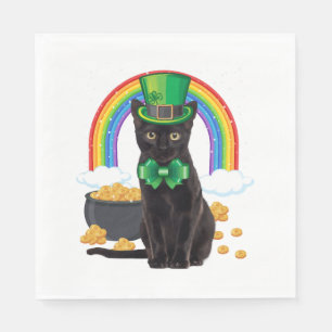 Schwarze Katze St. Patrick's Day Kobold Kleeblatt Serviette