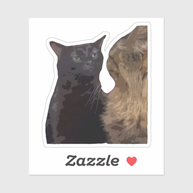 Schwarze Katze starrt ins Leere Aufkleber (Blatt)