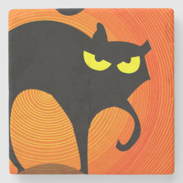 Schwarze Katze Steinuntersetzer