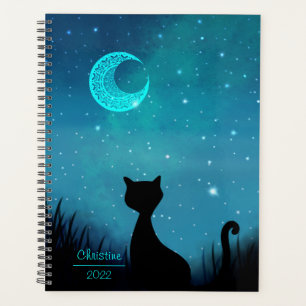 schwarze Katze Sternenhimmel Name und Jahr Planer