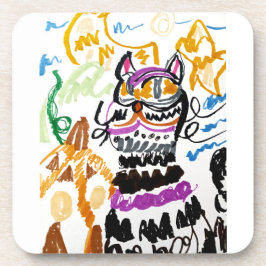 Schwarze Katze Stil Herbst Getränkeuntersetzer