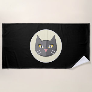 Schwarze Katze Strandtuch