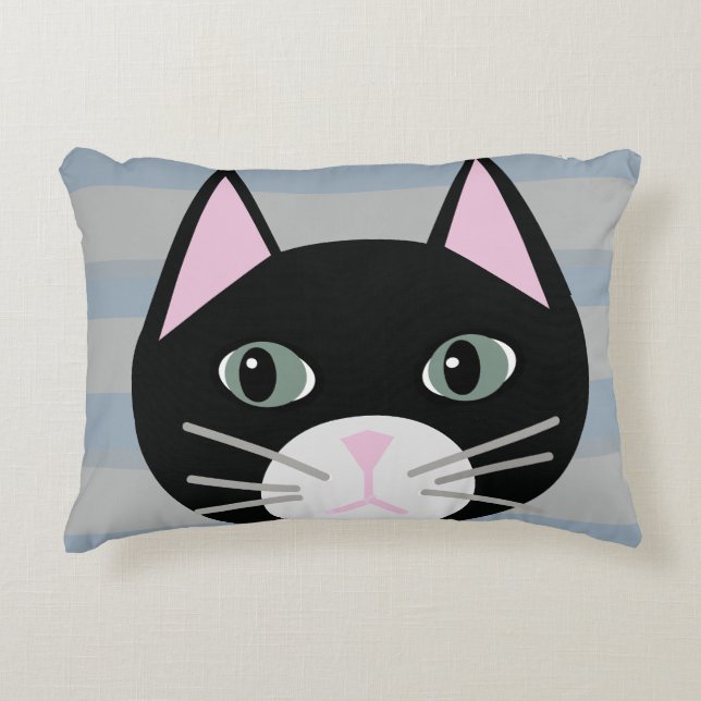 Schwarze Katze, Streifen Dekokissen (Vorderseite)