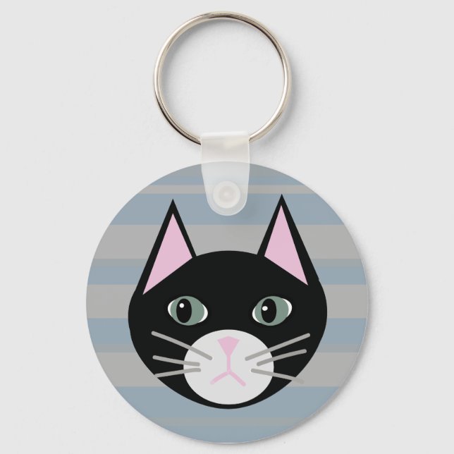 Schwarze Katze, Streifen Schlüsselanhänger (Vorderseite)