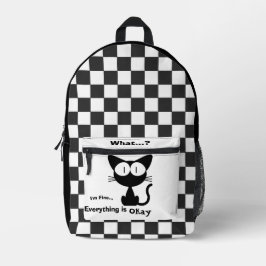 Schwarze Katze, Süße Katze, Katzenmuster, Modern Bedruckter Rucksack