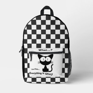 Schwarze Katze, Süße Katze, Katzenmuster, Modern Bedruckter Rucksack