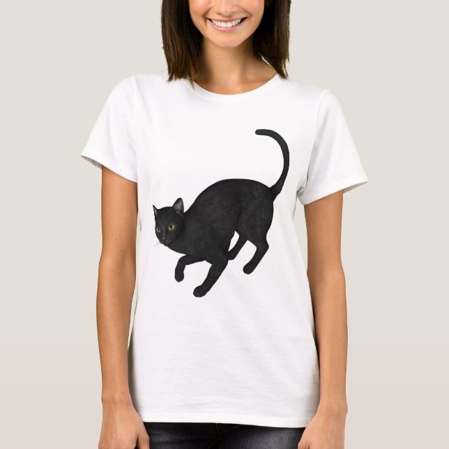 schwarze Katze T-Shirt (Vorderseite)