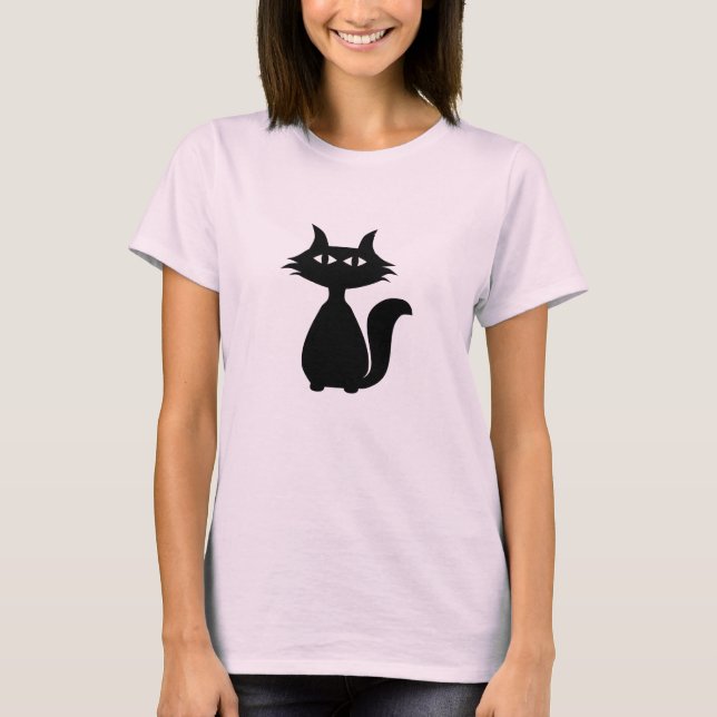 Schwarze Katze T-Shirt (Vorderseite)
