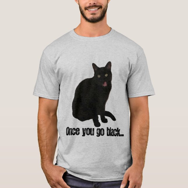 schwarze Katze T-Shirt (Vorderseite)
