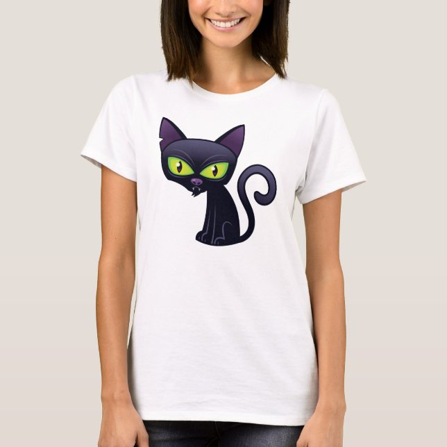 Schwarze Katze T-Shirt (Vorderseite)
